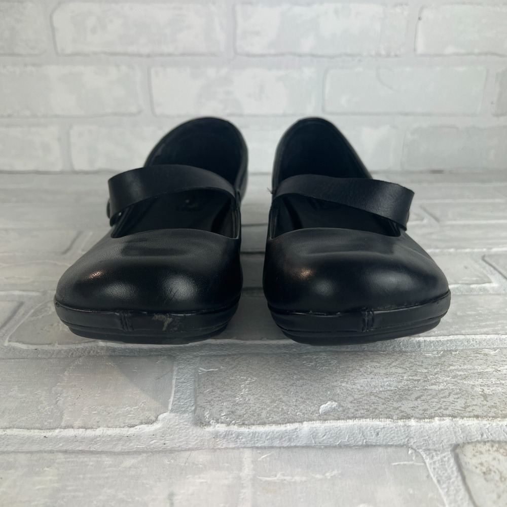 KORK-EASE Korks Mary Jane Shoes Womens 9.5 Black Leather Wedge Button Classic 41 - Picture 7 of 13